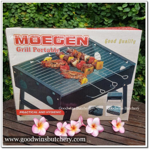 BBQ griller TRADITIONAL CHARCOAL GRILL panggangan sate SILVER 35x26x9cm Moegen